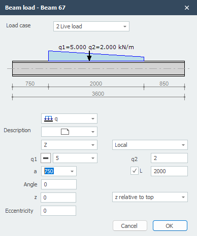 Beam load dialog