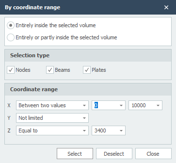Select by coordinate range
