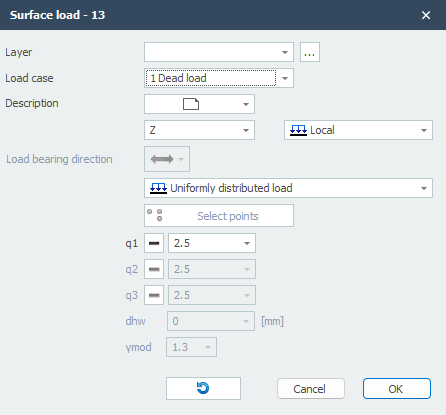 Surface Load Dialog