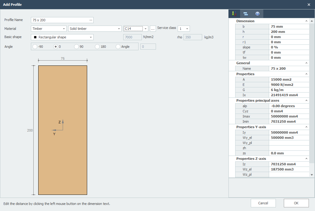 Timber profile properties