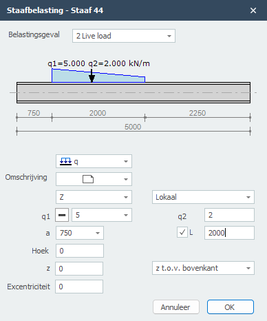 Beam load dialog