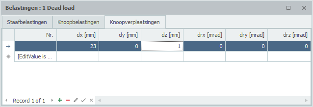 Node Displacements Table