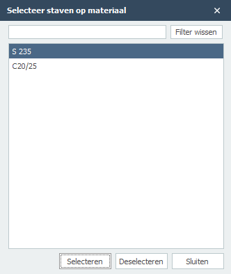 Balken Selecteren op Materiaalnaam