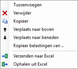 Rechtermuisknop-contextmenu op een gegevenstabel